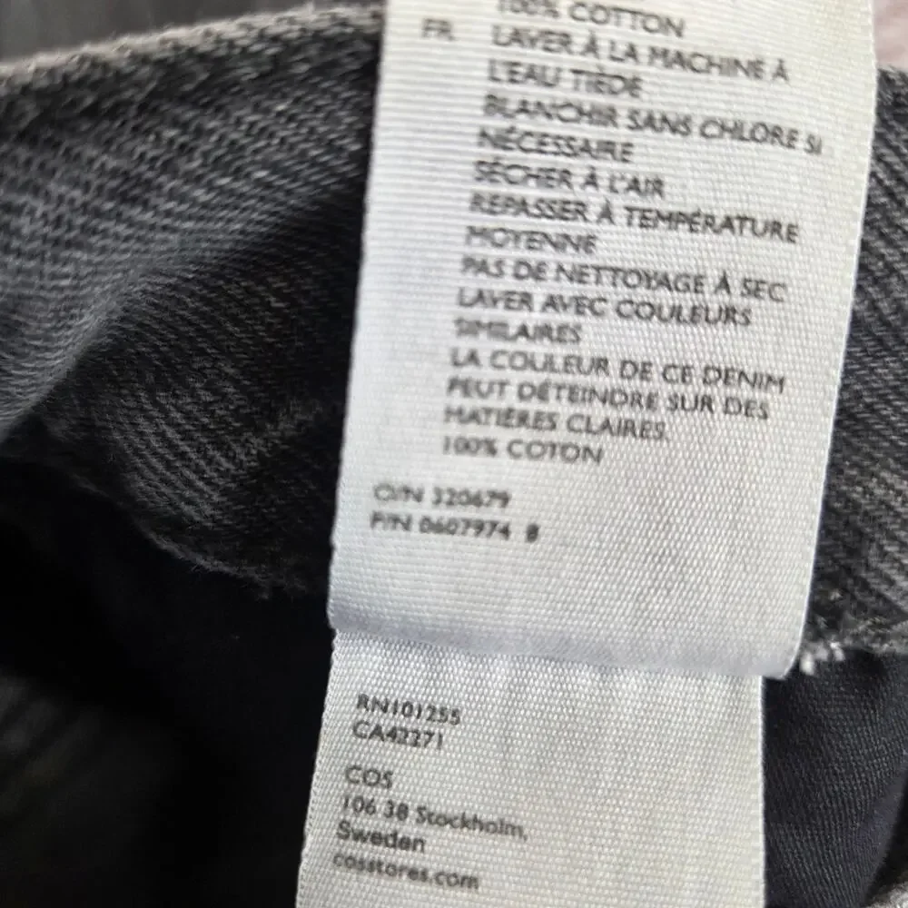 COS Gray Straight Jeans Sz 26 Slim Fit 10